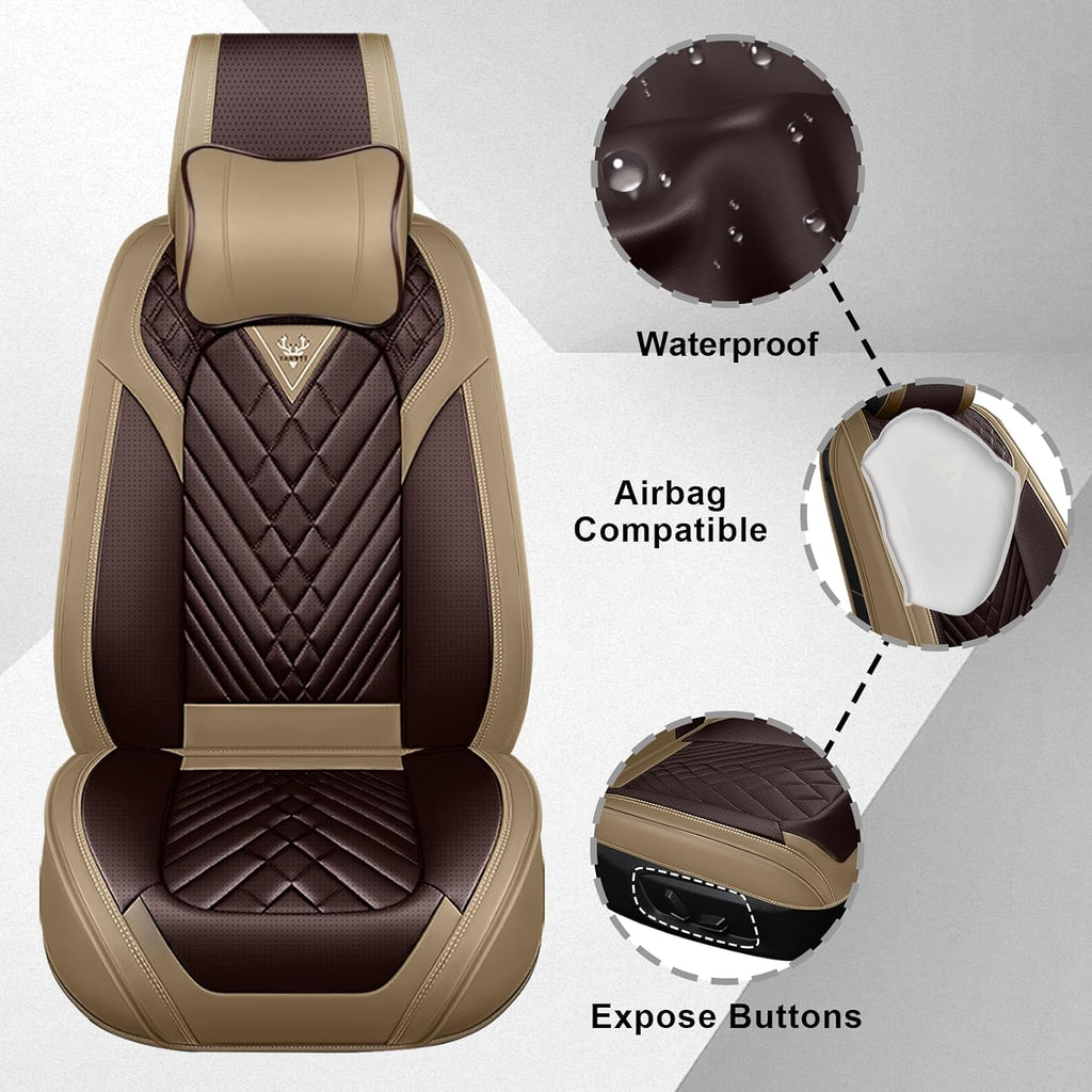 Dodge Ram Truck Seat Covers Custom for 2002-2026 1500 2002-2026 2500/3500 Crew Double Mega Quad Cab Bighorn Laramie Tradesman Classic Front Seat Covers Protectors(Luxury 2 Seats/Brown Coffee)