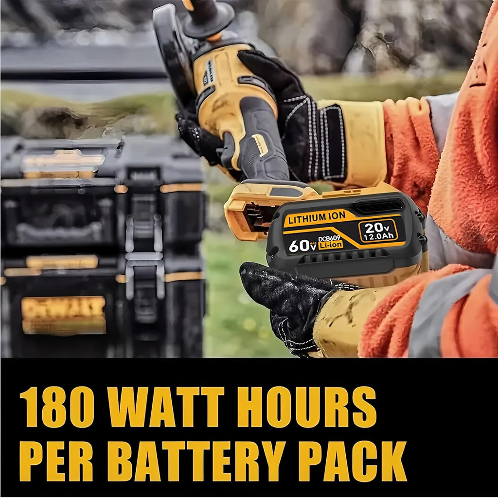 (4PACK 12.0AH+1 Charger) Replacement for DeWalt Flex 20V/60V 12000mAh Lithium Battery Compatible with DCB606 DCB612 DCB606-2 DCB609 DCB609-2 DCB204 DCB205 DCB206 Cordless Power Tools Get A Charger