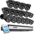 ZOSI 16CH Security Camera System with 2TB HDD, AI Human/Vehicle Detection, 16PCS 1080P Outdoor Indoor Surveillance Cameras, Night Vision, H.265+ 16Channel 2MP DVR for 24/7 Recording, Remote Access