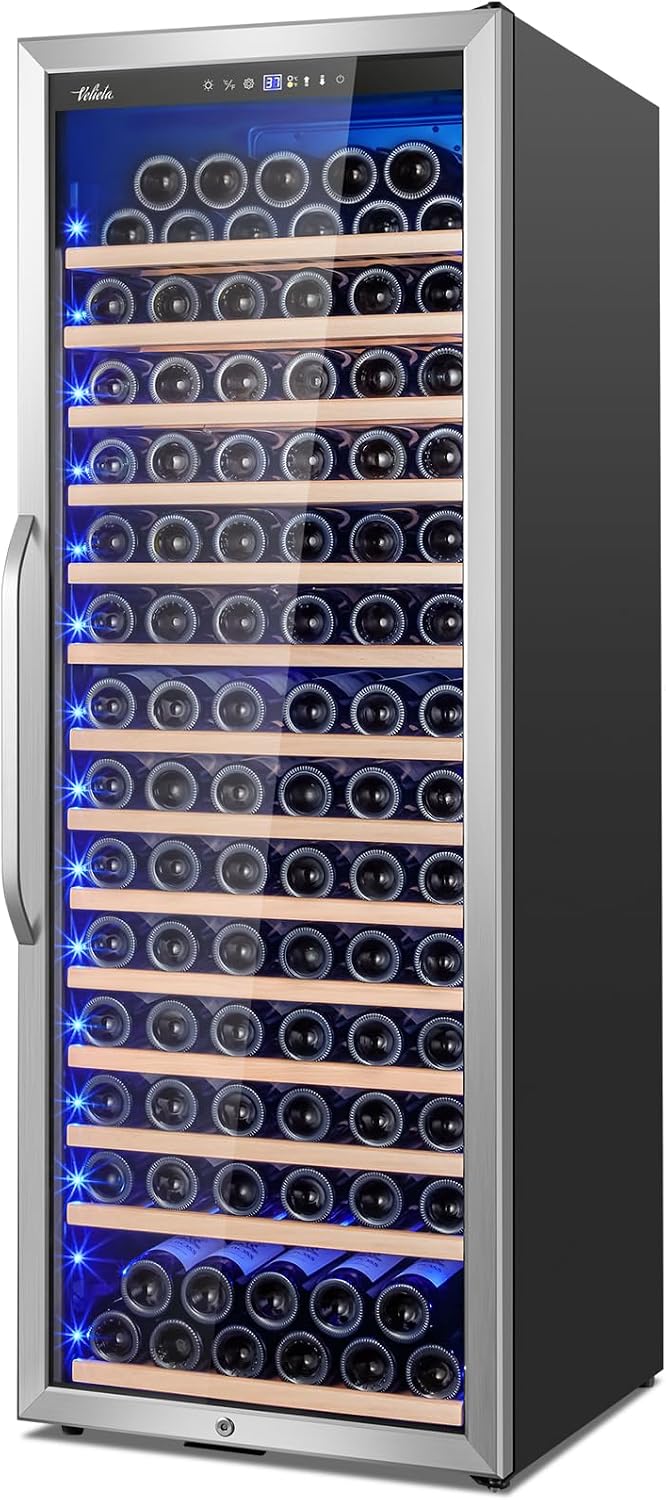 Velivi 24 Inch Wine Cooler Refrigerator Freestanding, Large Tall Built-in 154-Bottles Wine Fridge, Large Capacity Wine Cellar For Wine Collection, Wine Lovers