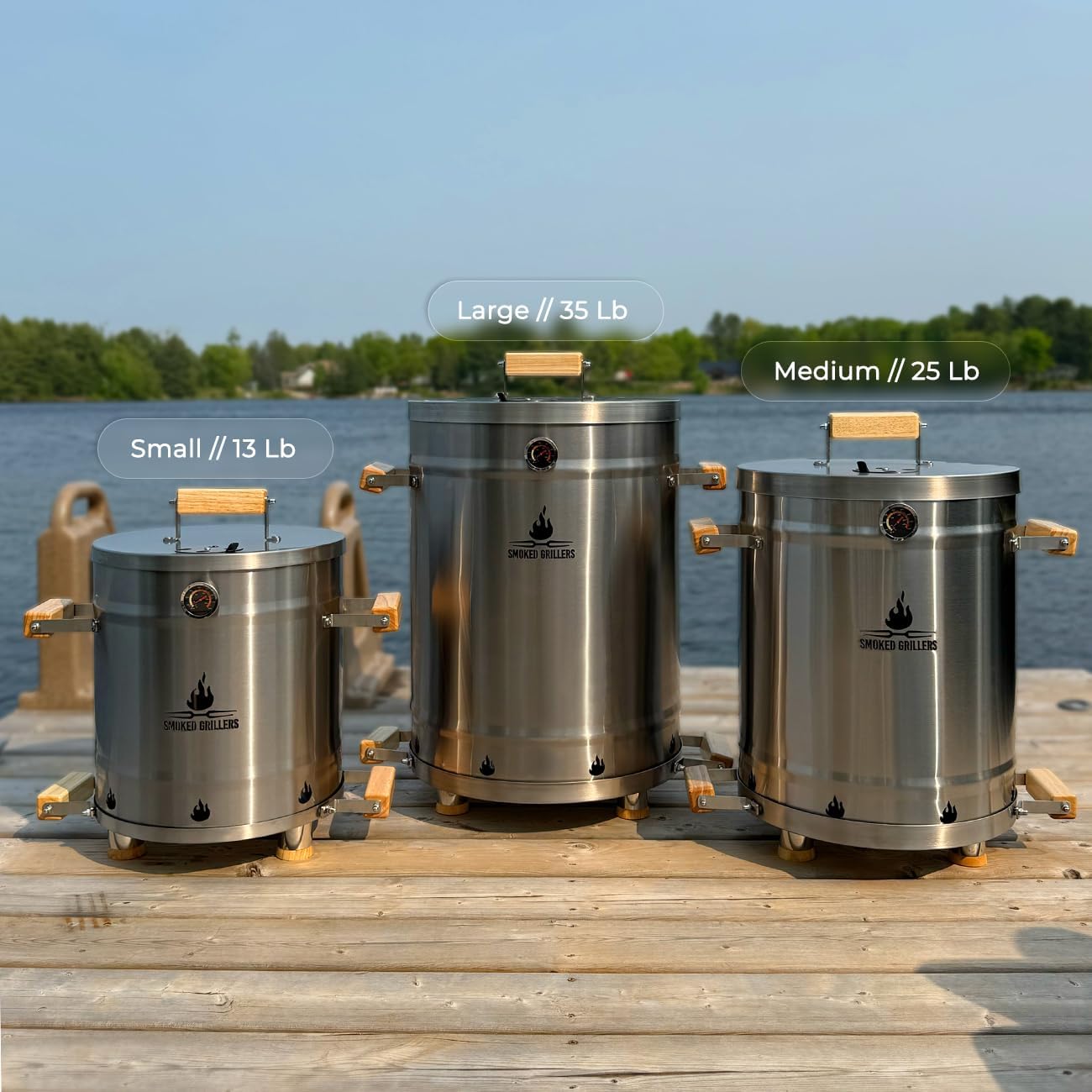 Barrel Smoker Grill Combo | 100% 304 Stainless Steel Barrel | 95% Less Smoke, Even Heat | Easy to Use & Clean – Vertical Smoker Ideal for Balconies and Backyards (MEDIUM-25 LBS)
