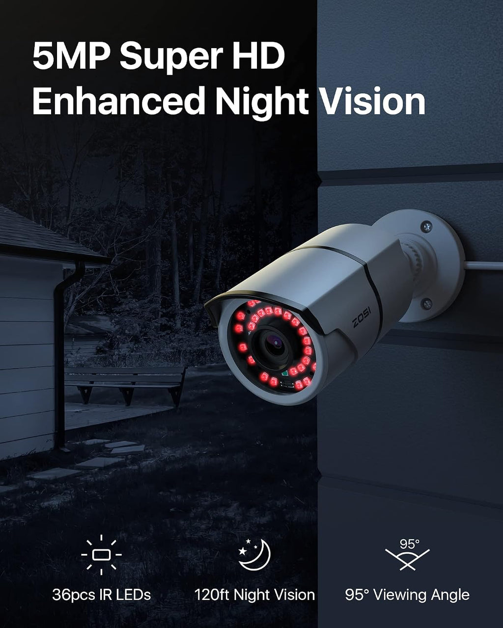 ZOSI 16CH 4K PoE Security Cameras System,4K 8MP 16 Channel H.265 NVR with 4TB Hard Drive and 8pcs 5MP Indoor Outdoor PoE IP Cameras,120ft Night Vision,Remote Access for Home Business 24/7 Recording