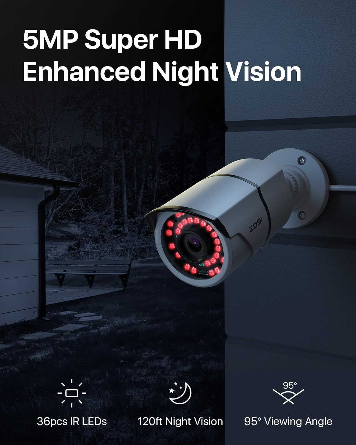 ZOSI 16CH 4K PoE Security Cameras System,4K 8MP 16 Channel H.265 NVR with 4TB Hard Drive and 8pcs 5MP Indoor Outdoor PoE IP Cameras,120ft Night Vision,Remote Access for Home Business 24/7 Recording