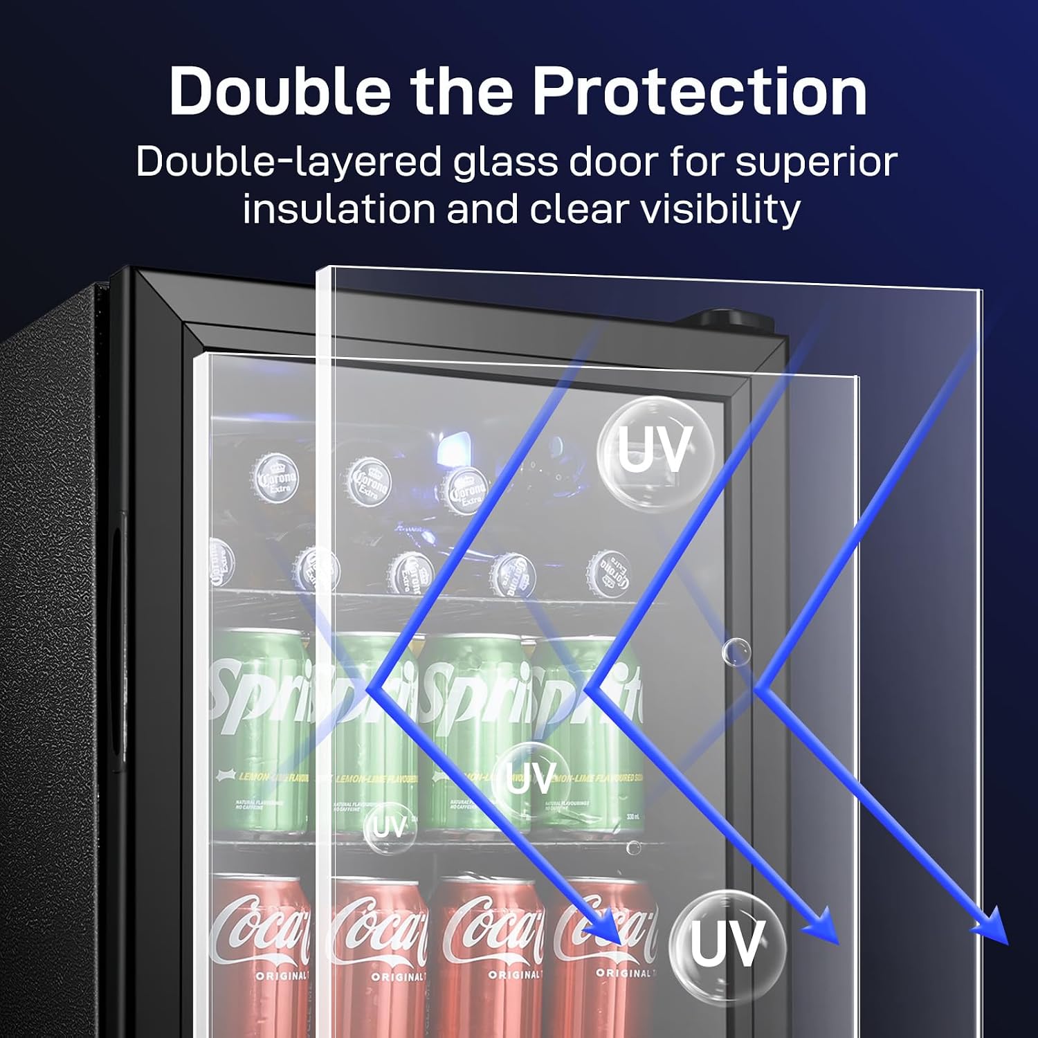 Anypro 2.6 Cu.Ft Beverage Refrigerator and Cooler, Fridge with Tempered Glass Door, 126 Cans Wine Drink Beer Fridge for Office Bedroom Bar, 7 Level Temperatures, Adjustable Shelves