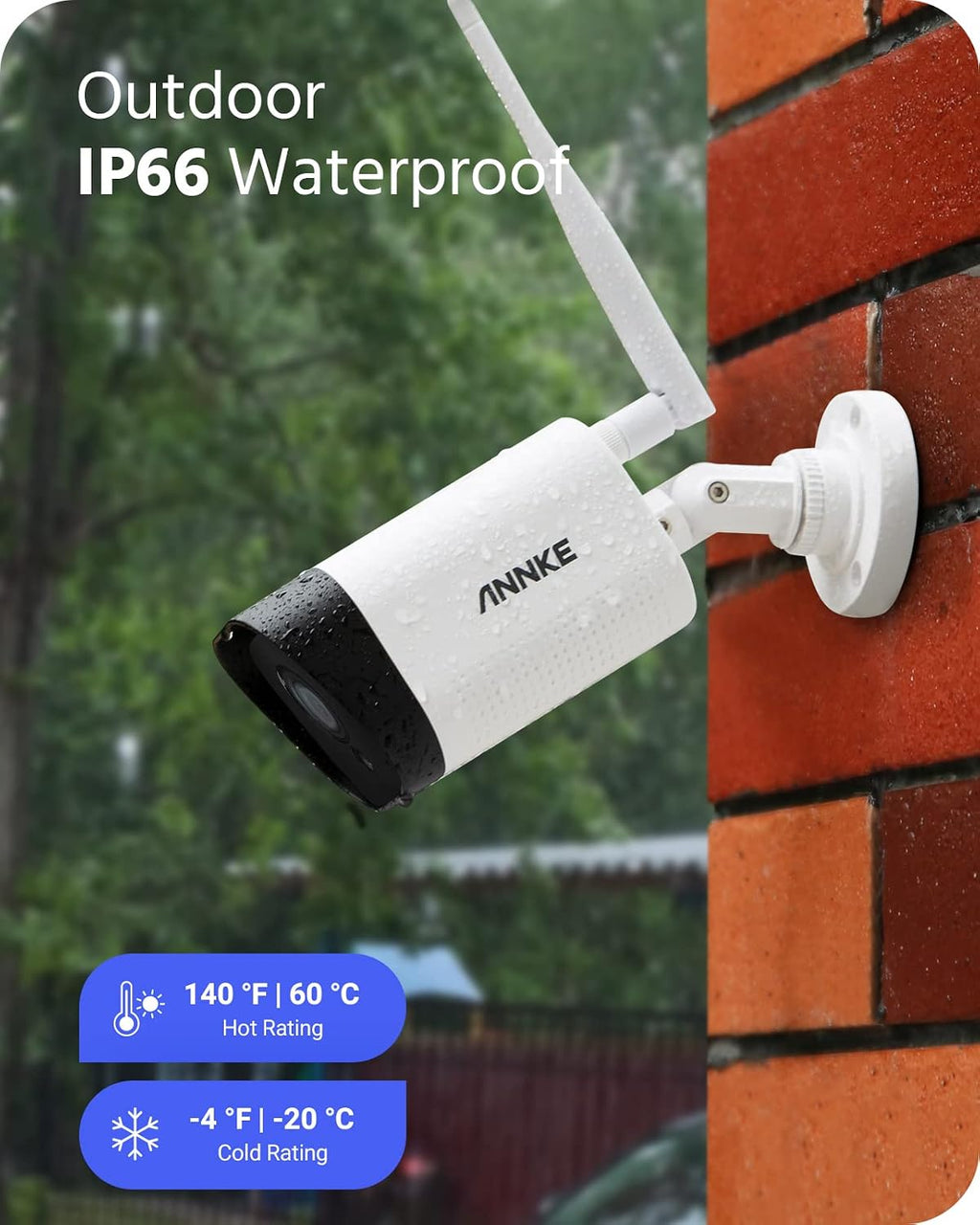 ANNKE Security Camera System, 4pcs Wireless 3MP IP Cameras with 10CH 5MP NVR for Home Security Outdoors, Motion Detection, Two-Way Audio, 100ft Night Vision, Compatible with Alexa, NO HDD