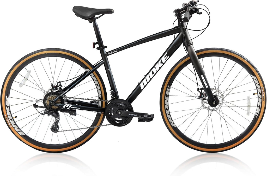 DEYGIA Hybrid Bike, 24-Speed 700C Wheel Hybrid Bicycle with Dual Disc Brakes, Trigger Shifting, Internal Wiring Frame, Lightweight City Commuter Bicycle for Men Women Adult, Multiple Colors