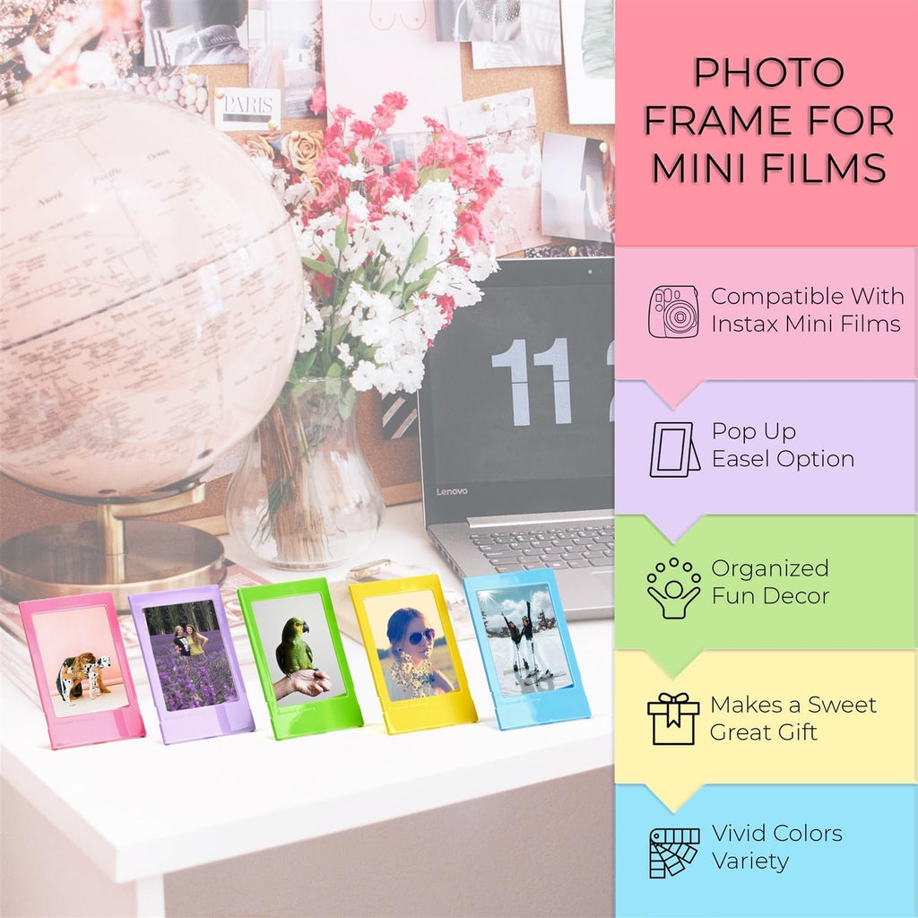 FUJIFILM INSTAX Mini Link 3 Smartphone Printer Bundle with Fujifilm Instax Mini Film (20 Sheets), Hanging Photo Frames, Table top Photo Frame for Mini Film (Clay White)