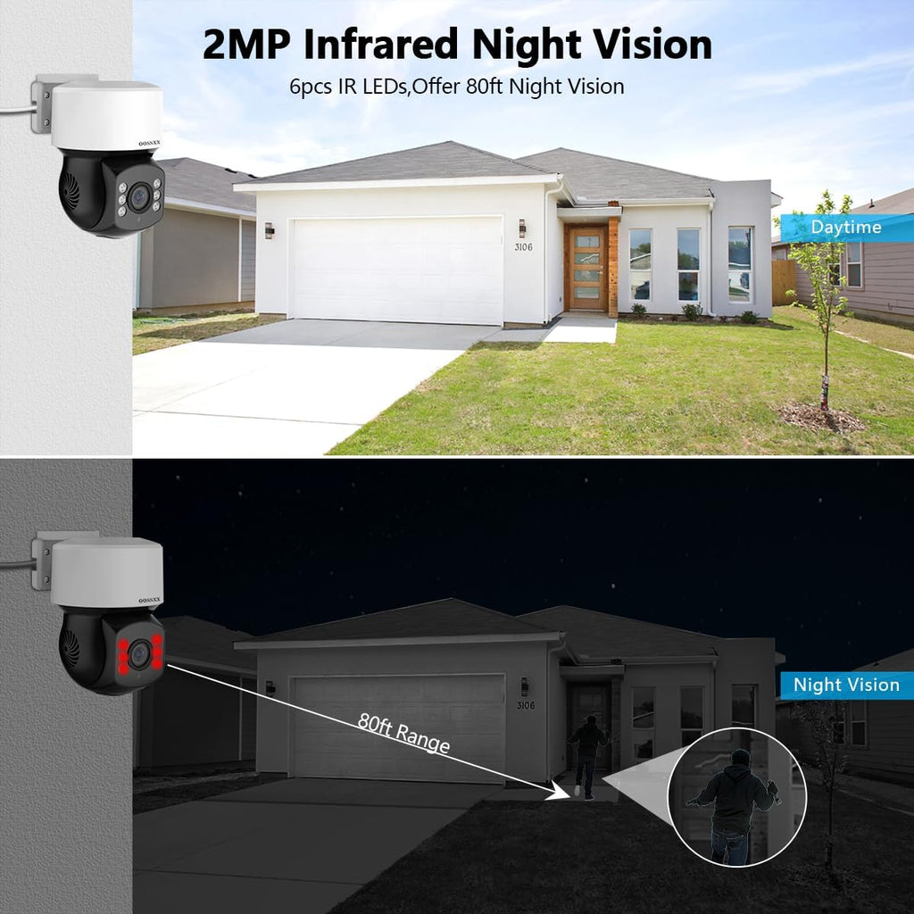 OOSSXX PTZ Full HD HD-Wired Outdoor Security Camera System Indoor House Dome PTZ 360 Camera Home DVR Systems Video Surveillance CCTV Cameras