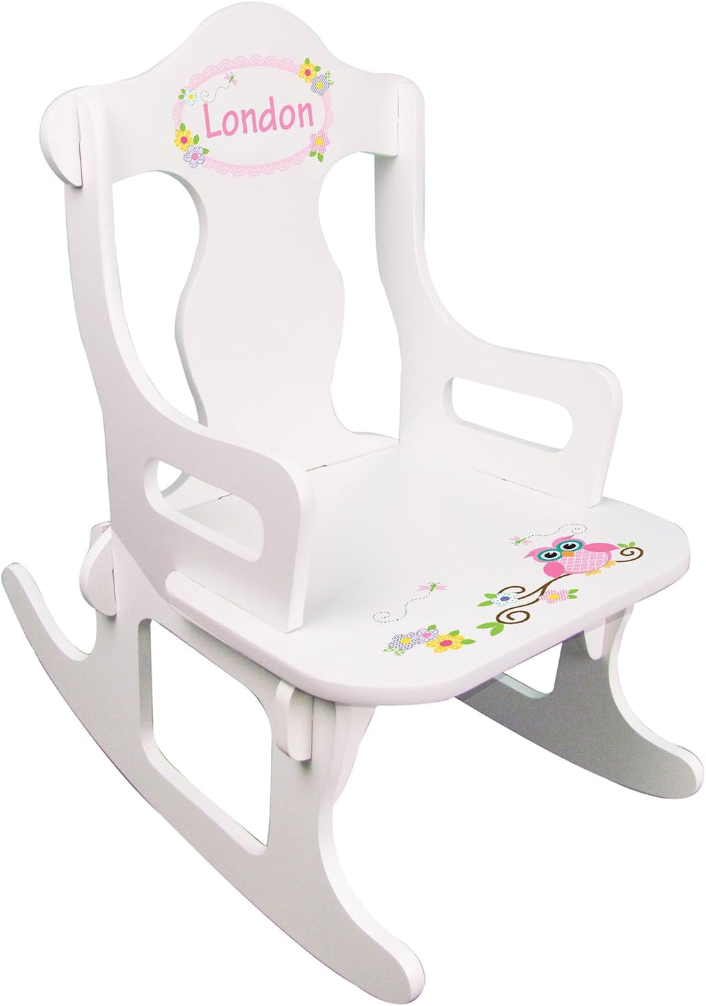 My Bambino Personalized Wooden Rocking Chair for Kids | Child's Puzzle Rocking Chair (Calico Owl) | Custom Name Toddler Chair | Baby Shower & Birthday Gift