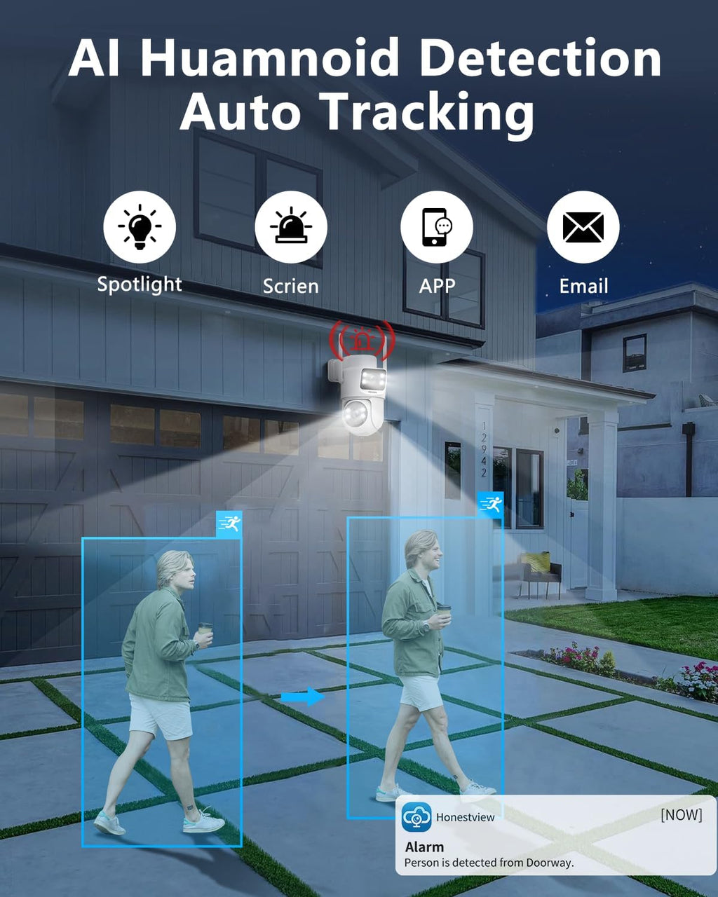 OOSSXX (2026 New) Dual Lens Wireless Security Camera System 4MP, 16CH WiFi NVR with 8 Cameras & 3TB HDD, Fixed + PTZ Pan Tilt, 130° Wide Angle, 2-Way Audio, No Monthly Fee