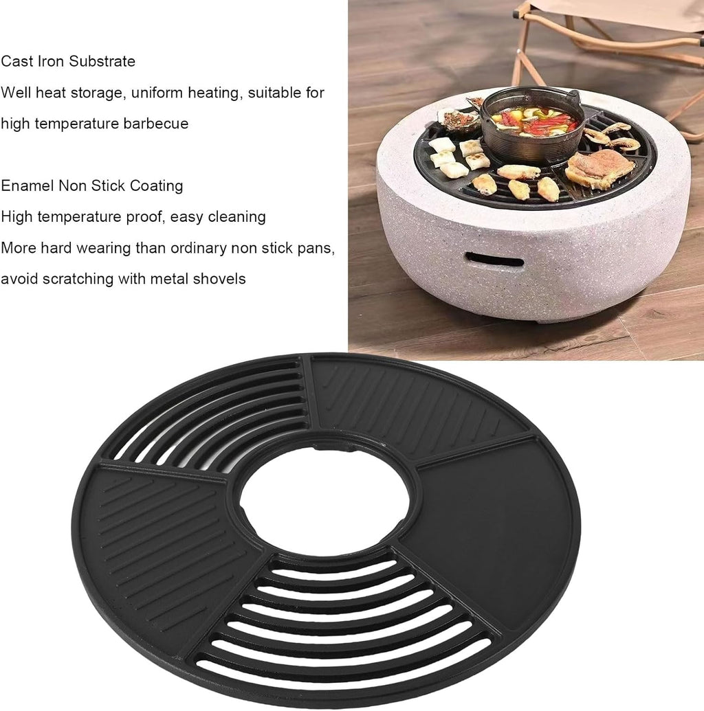 42cm / 16.54in Griddle, Round BBQ Grill Plate, Cast Iron Cooking Grill Grate Griddle Plate for Indoor Outdoor