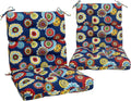 Magpie Fabrics Indoor Outdoor Tufted High Back Chair Cushion Set of 2, Waterproof All-Weather Deep Seating Rocking Chair Patio Chaise Lounge Sun Lounger Chair Cushions(Floral Navy)