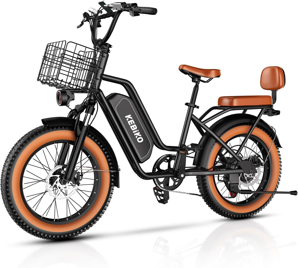 EUYBIKE Electric Bike for Adults, 20'x 4' Fat Tire 35MPH Ebike, 1450W Peak Commute Bike with 48V 20AH Removable 960WH Battery, 80 Miles Max Range 7-Speed Dual Disc Brake 2 Seat Electric Bicycle