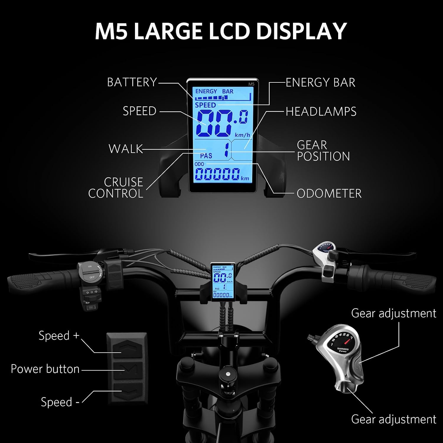 Hipatoo V8/V8 MAX Electric Bike for Adults, Long Seat Dirt Bike with 20' Fat Tire, E-Bike 2 Seater Max 31MPH, 15/30AH Battery, Moped Style Ebike for Snow, Mountains, Road, Dual Disc/Hydraulic Brakes