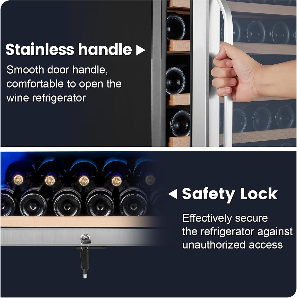 Velivi 24 Inch Wine Cooler Refrigerator Freestanding, Large Tall Built-in 154-Bottles Wine Fridge, Large Capacity Wine Cellar For Wine Collection, Wine Lovers