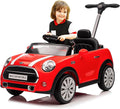Voupou Kids Push Car, Ride On Car, Licensed MINI Cooper Toddler Push Car Toy with Adjustable Push Rod, Horn Music, Seat Belt,Silent Wheels - Ideal Stroller Substitute for Kids 1-3Years Old