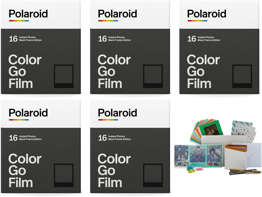 Polaroid Go Color Film Double Pack (Black Frame Edition, 5-Pack) with Storage Box Bundle (6 Items)
