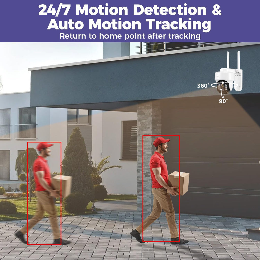 [Auto-Track & Return] XMARTO 10CH HD PTZ Security Camera System Wireless Outdoor/Indoor, Dual-WiFi 4K NVR with 4X Rotate 2K Home Cameras, NO HDD Ver.(Plug-in 24/7 Surveillance, WiFi-Relay, WYS3084)