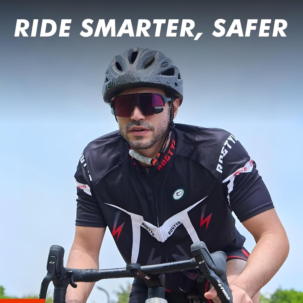 TriEye Cycling Glasses with Rear-view Mirror - Sports Sunglasses for Men & Women - UV-400 Protection