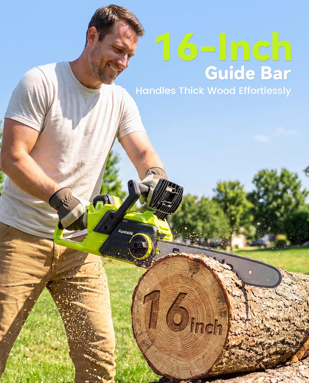 16 Inch Electric Chainsaw Cordless, 2000W Brushless Chainsaw, 4.0Ah Battery & Fast Charger, 40V Electric Chain Saws, Instant Brake, Tool-Free Chain Tension, Auto Oiling for Tree Trimming, Wood Cutting
