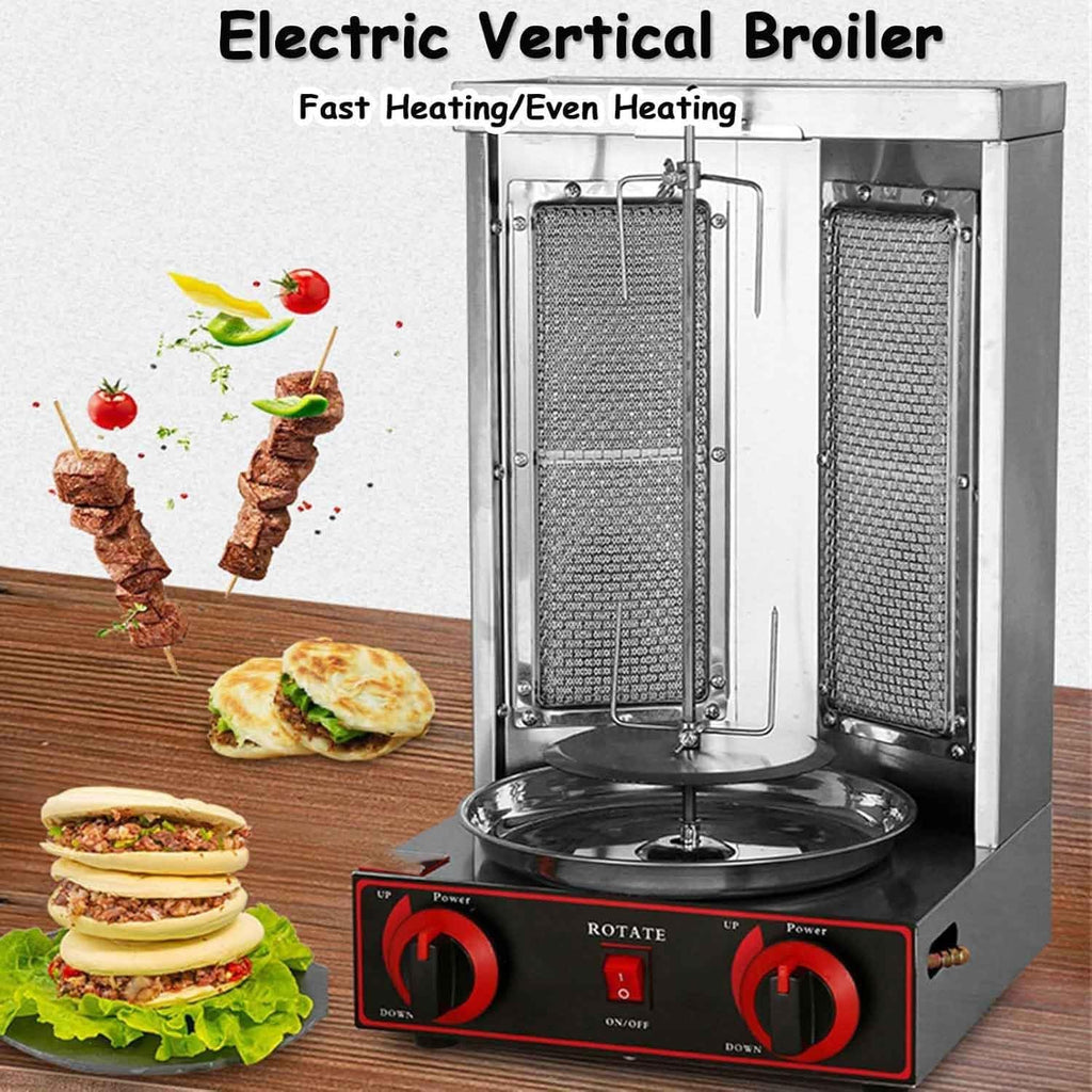 Commercial Shawarma Machine,360° Rotating Stainless Steel Vertical Grill with Adjustable Temperature,Ideal for Restaurant and Home Kitchen Use,Silver
