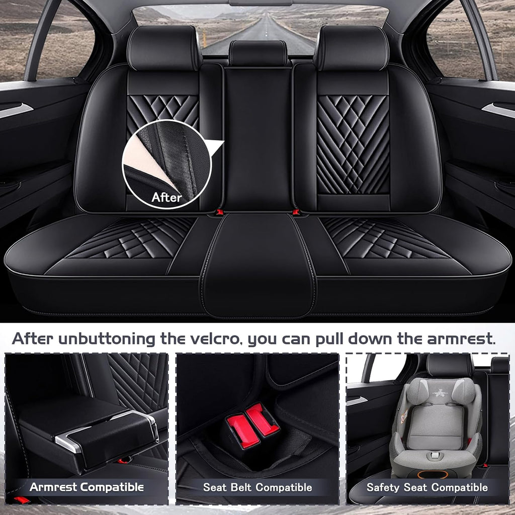 Car Seat Covers for Subaru Ascent 2019-2026, Waterproof Nappa Leather Full Set Seat Cover, Anti-Slip and Comfortable Automotive Seat Protector&Accessories(Black)