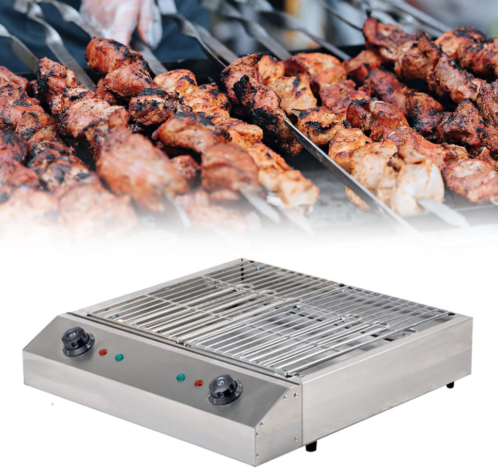 Electric Table Top Griddle,Smokeless Indoor BBQ Grill,with Temperature Control,Portable Kebab Grill,for Home Cooking (B)