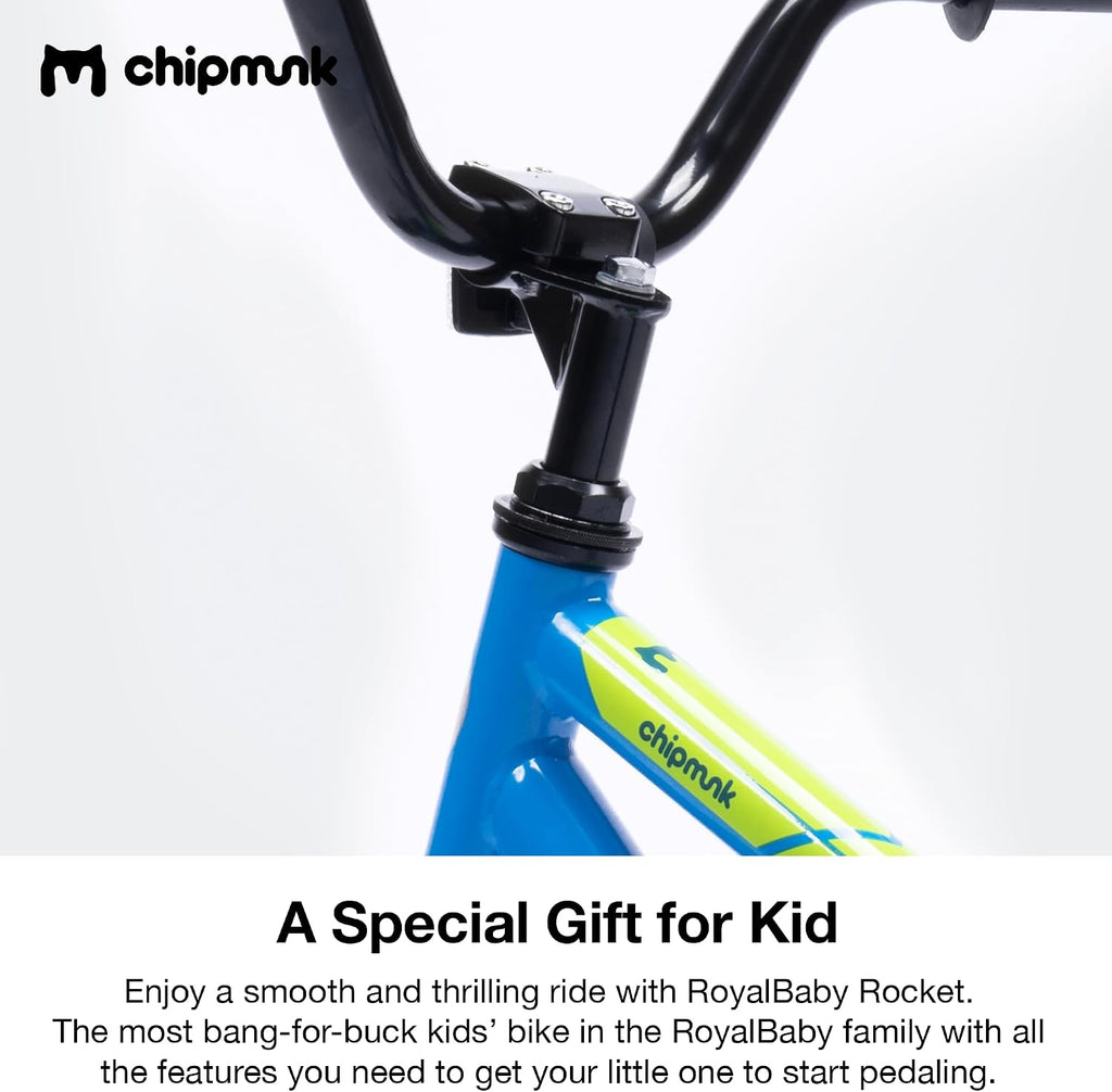Chipmunk Rocket Kids Bike Toddlers 18 Inch Wheel Bicycle Beginners Boys Girls Ages 6-9 Years with Training Wheel, Multiple Colors