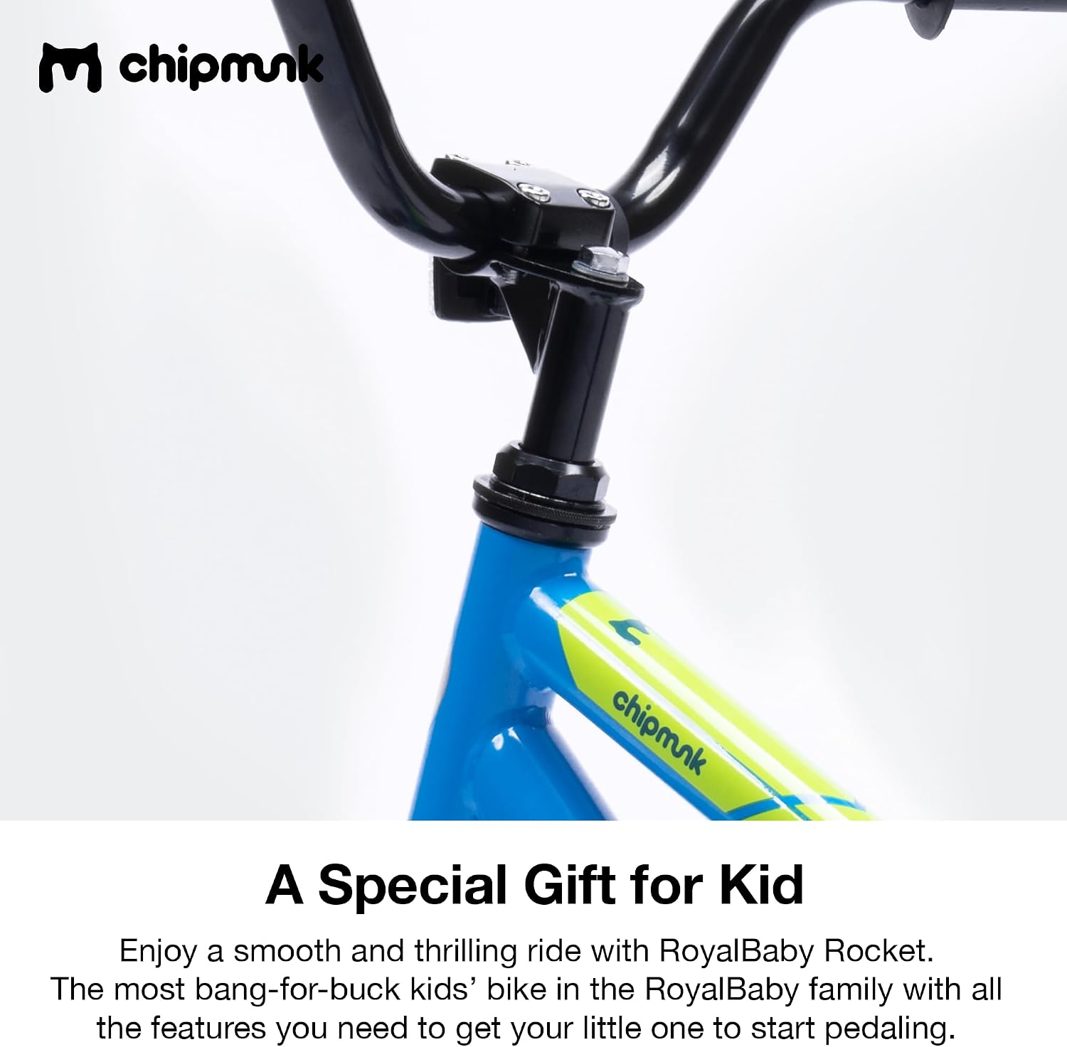 Chipmunk Rocket Kids Bike Toddlers 18 Inch Wheel Bicycle Beginners Boys Girls Ages 6-9 Years with Training Wheel, Multiple Colors