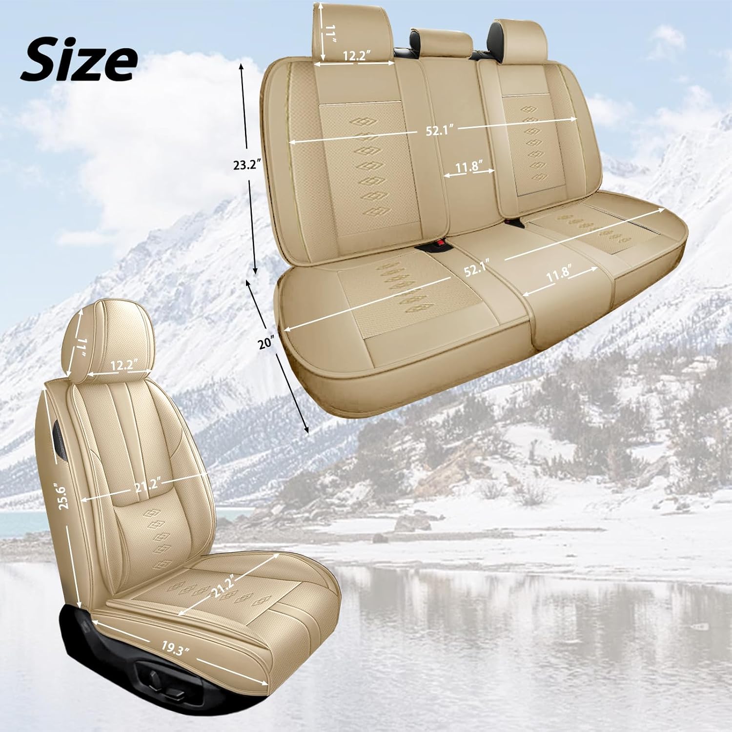 Leather Seat Covers for Hyundai Santa Cruz 2022-2025 2026,Premium Car Seat Covers Full Set,Waterproof Car Seat Protectors with Airbag,Comfort Interior Cover Seats for Cars(Beige)