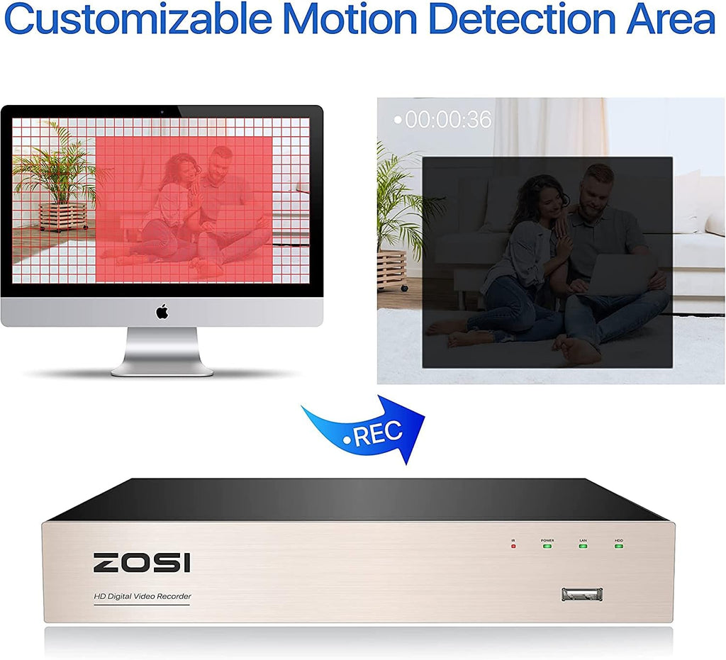 ZOSI H.265+ Lite 8 Channel Hybrid 4-in-1 HD TVI CCTV DVR, 8CH 1080P Surveillance Video Recorders with 1TB Hard Drive for Home Security Camera System (Renewed)