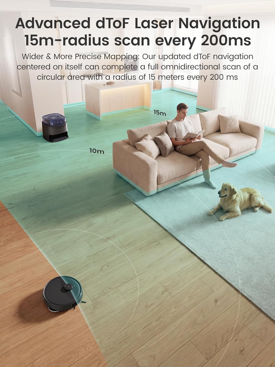 Lefant Robot Vacuum and Mop, 22,000Pa Suction,All-in-One, 90-Day Self-Emptying, Obstacle Avoidance, Auto Mop Washing&Drying, for Pet Hair Carpet, 5G WiFi Alexa/APP/iWatch Control, M3 Ultra