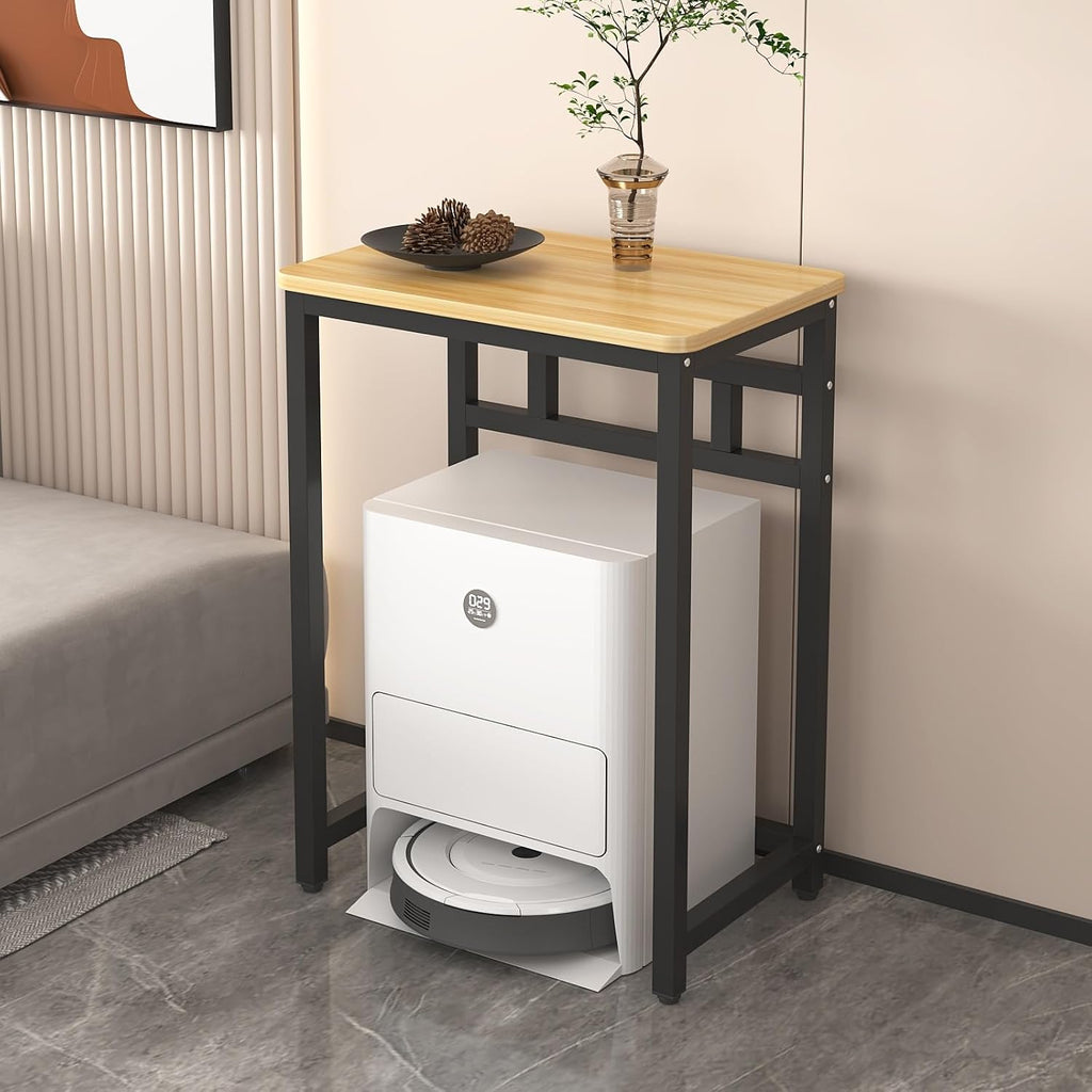 HARELA Sweeping Robot Storage Rack, Robot Vacuum Stand Cabinet with Open Base Self-Emptying Sweeper Machine Cabinet, Side Table for Living Room, Home Office(Black C,50x107cm/19.7x42.1in)