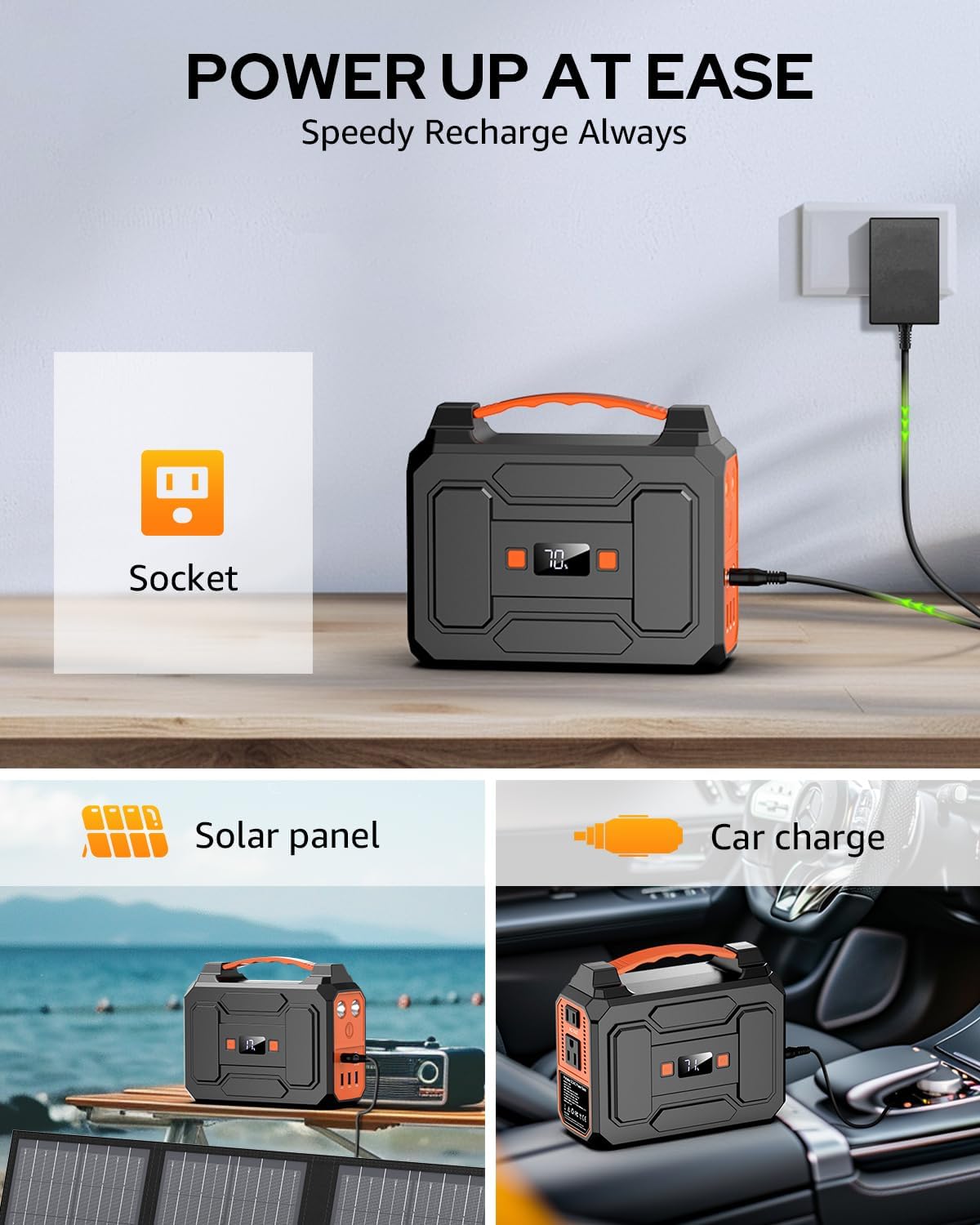 Apowking Portable Power Station Bank 100W with 60W Portable Solar Panels for Camping Van RV Trip