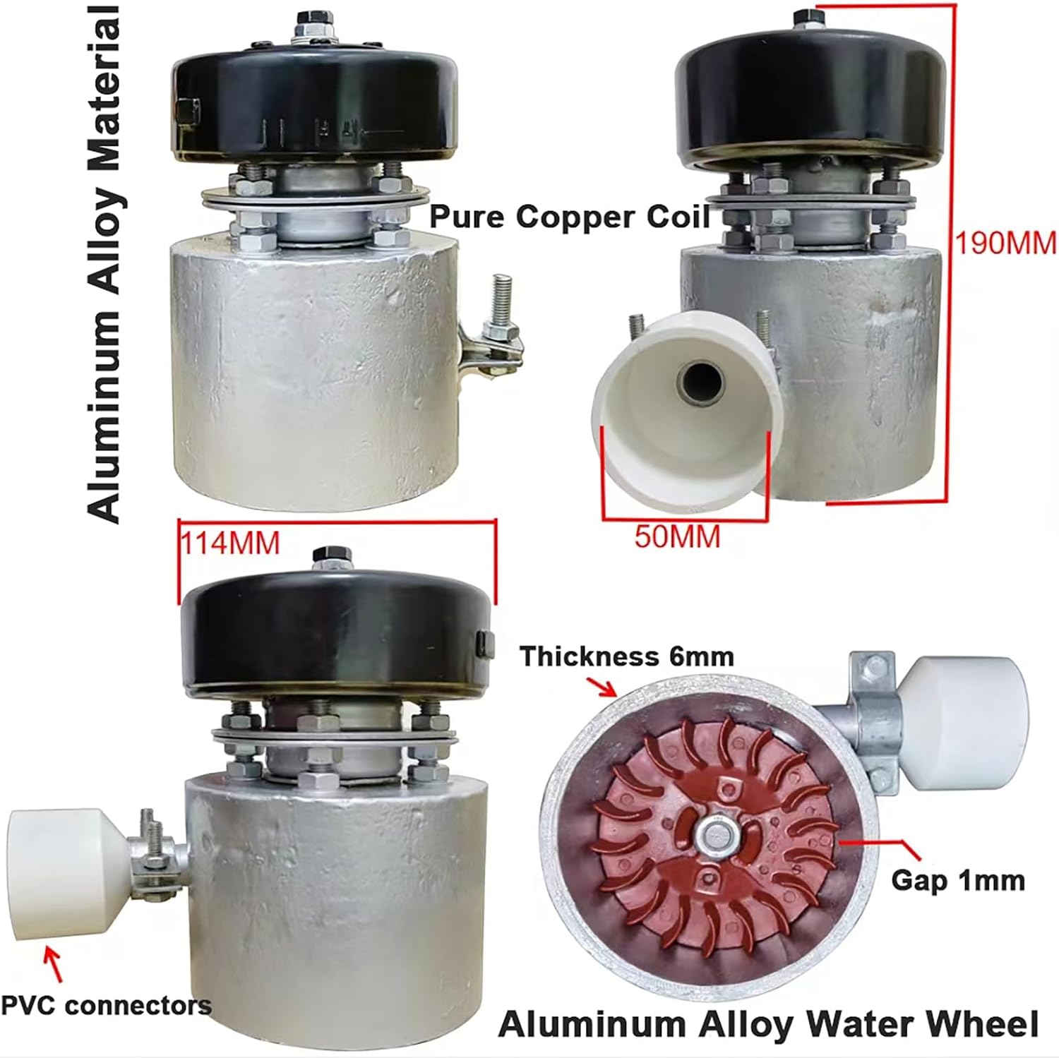 1000W Micro Hydroelectric Generator Hydro Generator 220V Water Turbine High Power Hydroelectric Generator 3500RPM AC Turbine Generator for Outdoor, Camping, Lighting, Charging,1000w,220V