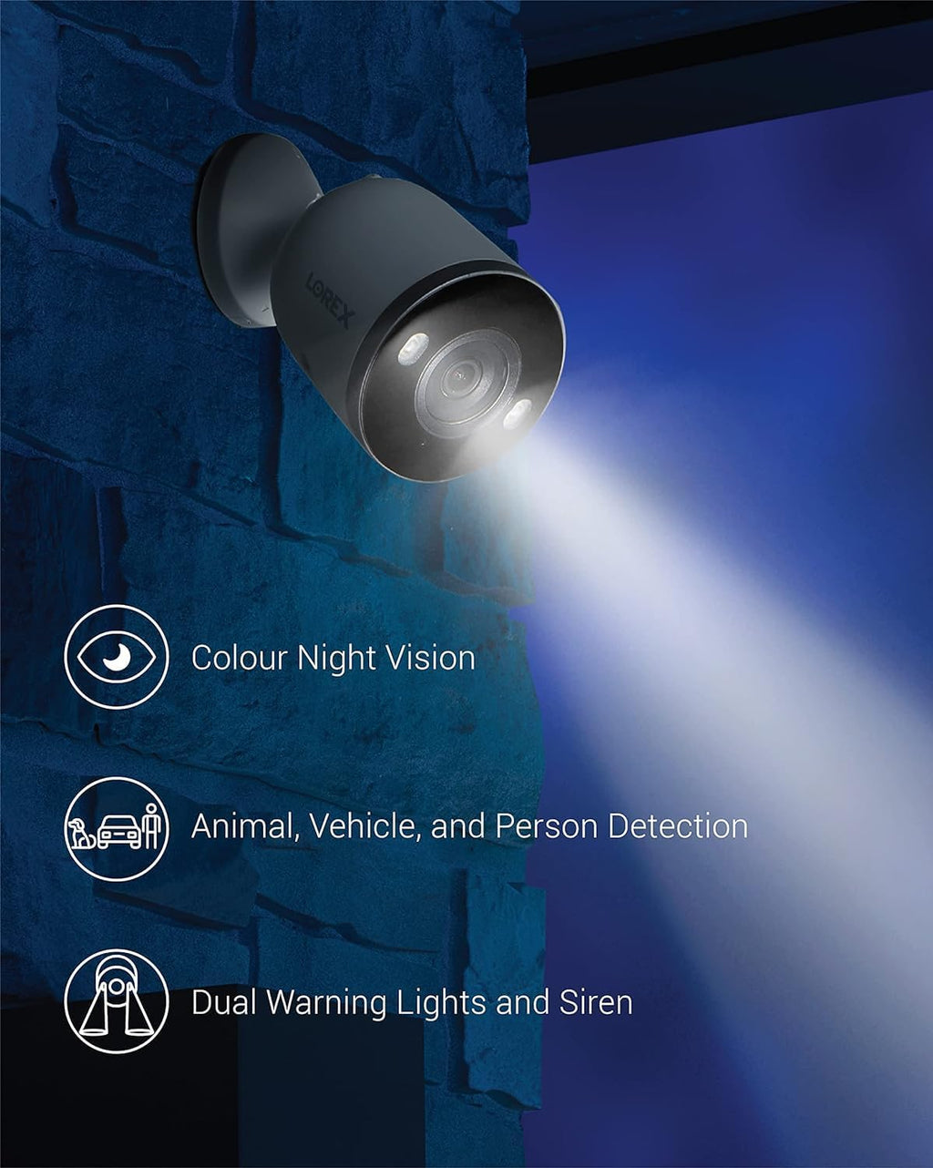 Lorex 2K Indoor/Outdoor Spotlight Camera | No Monthly Fees | 32GB MicroSD Included | Color Night Vision | 2-Way Talk | Person, Vehicle, & Animal Detection | IP65 Weatherproof | White