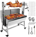 Stainless Steel Rotisserie Grill with Back Cover Guard, 25W Motor Small Pig Whole Lamb Rotisserie Roaster, 37' 132LBS BBQ Charcoal Rotisserie Roaster Grill for Camping Outdoor Kitchen