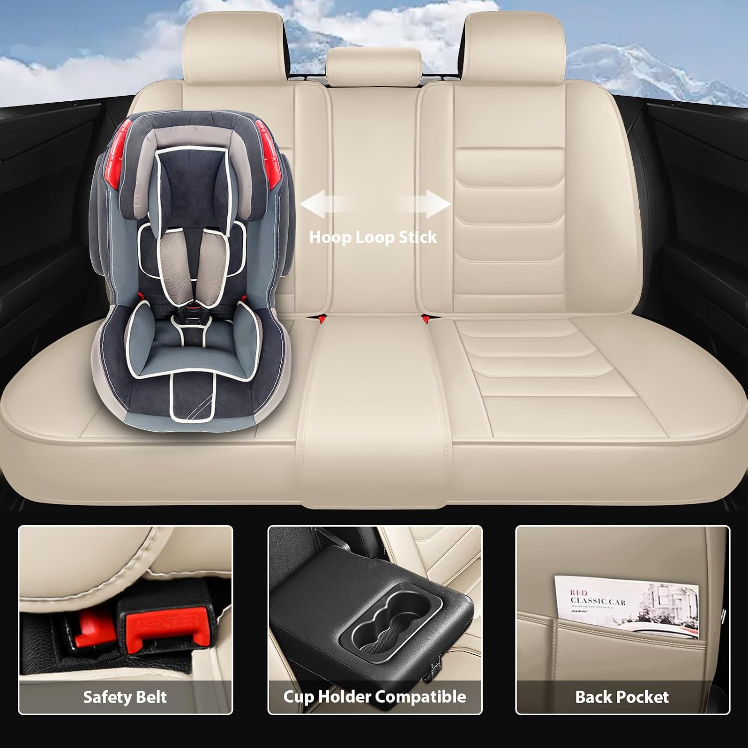 Fit for Toyota Tacoma 2004-2025 Custom Seat Covers, PU Leather Car Seat Covers, Full Coverage Protection, Thick Cushioning Seat Protectors(Luxury Full Set/Beige)