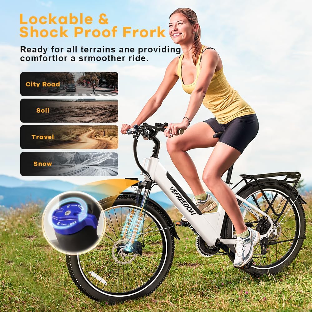 1000W/1500W Peak Electric Bike for Adults,up 80 Miles Removable Battery Ebike, 26/24''' UL Certified Electric Mountain E Bike,Adult Electric Bicycles for Commute Beach Snow