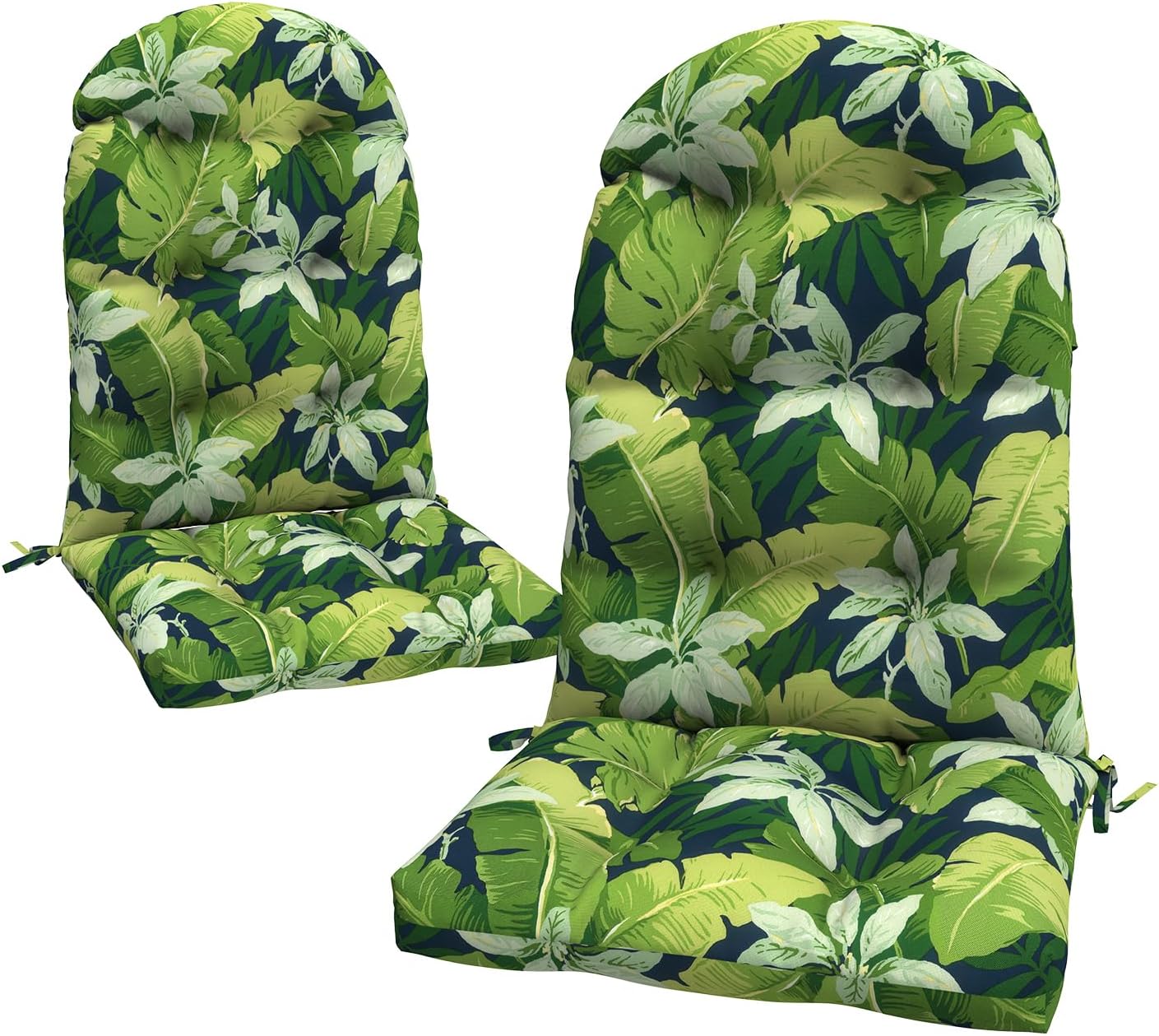 LVTXIII 2 Pack Outdoor Adirondack Chair Cushions, 44x19x4 Inch Water Repellent Patio Cushions for Rocking Chairs, Thick Tufted High Back Seat Cushion Set, Jungle Leaves