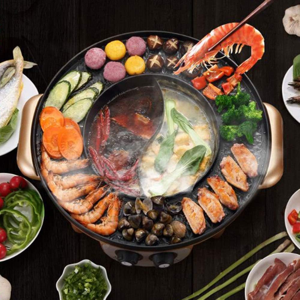 Barbecue Grill Electric Korean Barbecue Pot, Maifanshi Multifunctional Ceramic Pot Desktop Barbecue and Hot Pot Combo