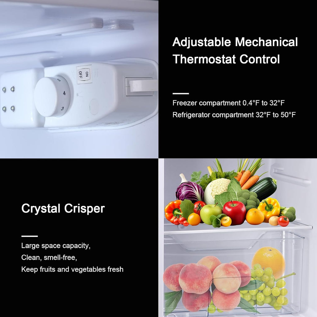 WANAI Compact Refrigerator 3.5Cu.Ft Classic Retro 2 Door Mini Fridge Adjustable Remove Glass Shelves Suitable for Dorm Garage and Office