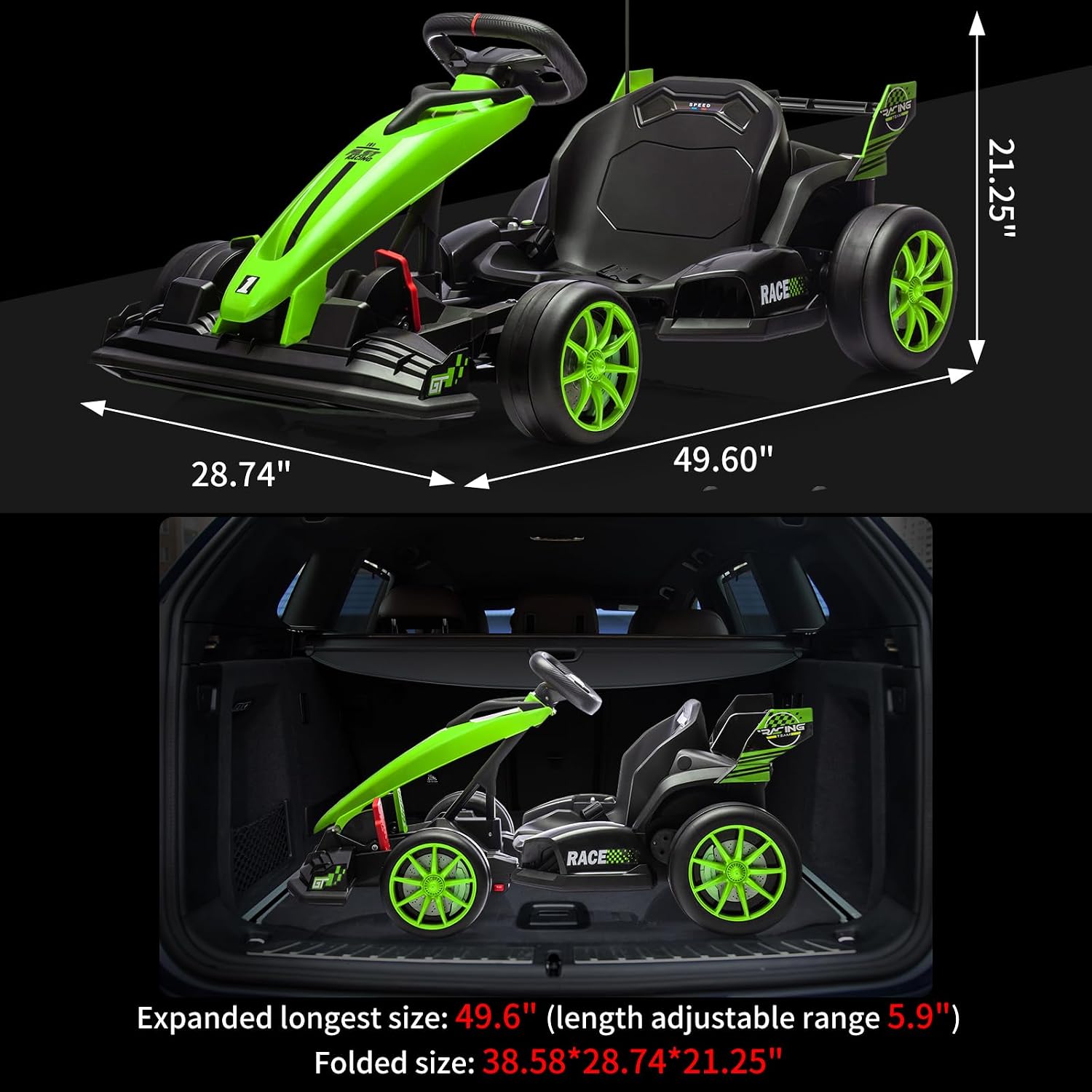 24V Electric Ride Car, Drift Kart for Kids with Adjustable Seat & 8.5MPH Speed, EVA Silent Wheels, Parent-Safety Certified Ride-on Toy