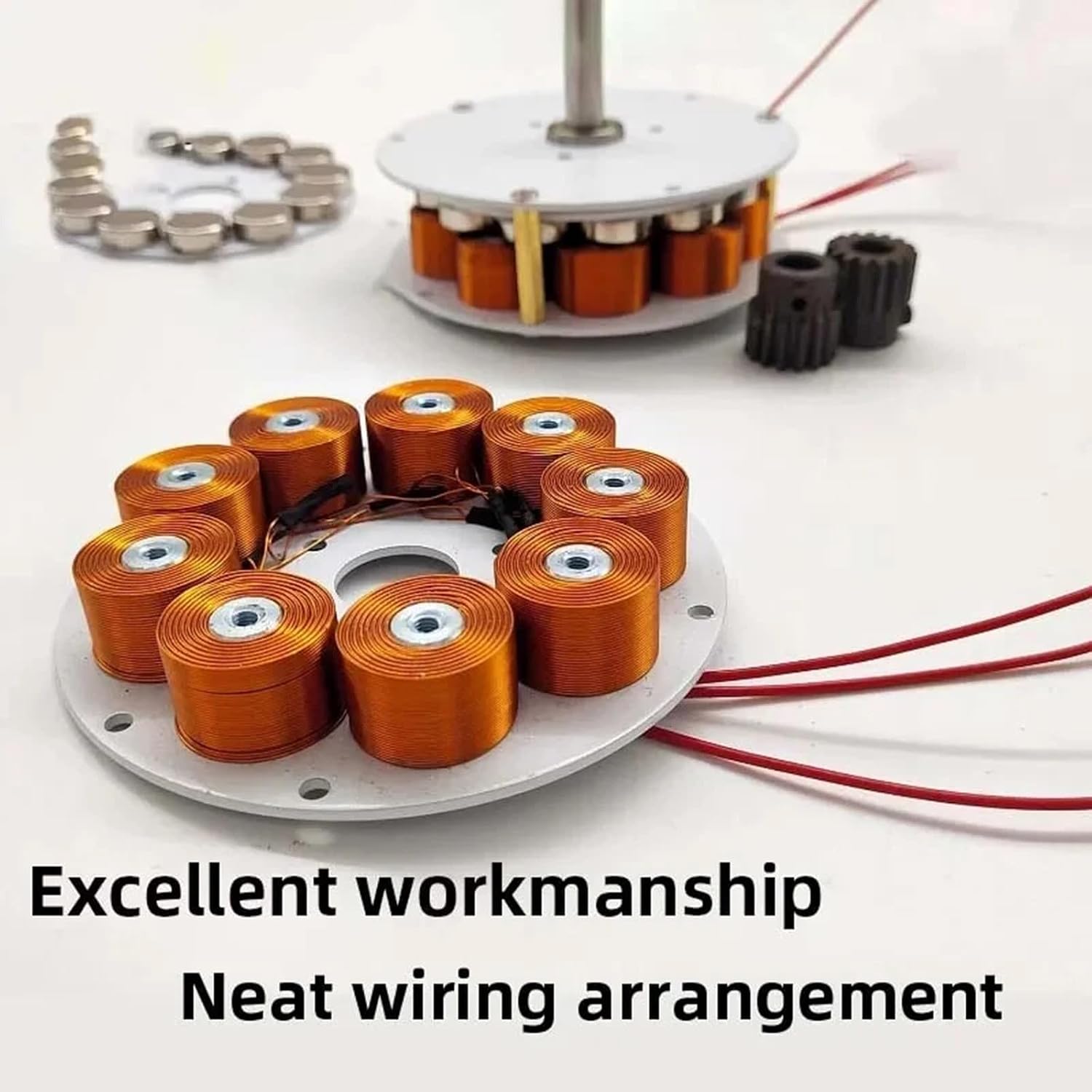 20W Miniature Disc Iron Core Generator, Strong Magnetic Low Speed High Power Generation Multi Pole Three-Phase Mini Water Wind Power AC Generator(2pcs)