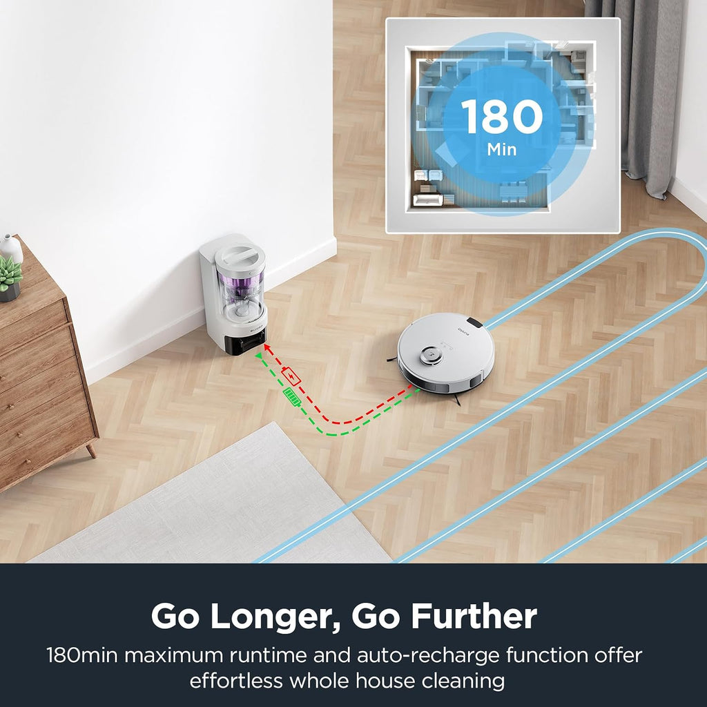 Eureka Robot Vacuum with Bagless Self Emptying Station, 2 in 1 Robotic Vacuum and Mop Combo, 60-Day Capacity, 4000Pa Suction, Auto Lifting Mop, LiDAR Navigation,NER E10s