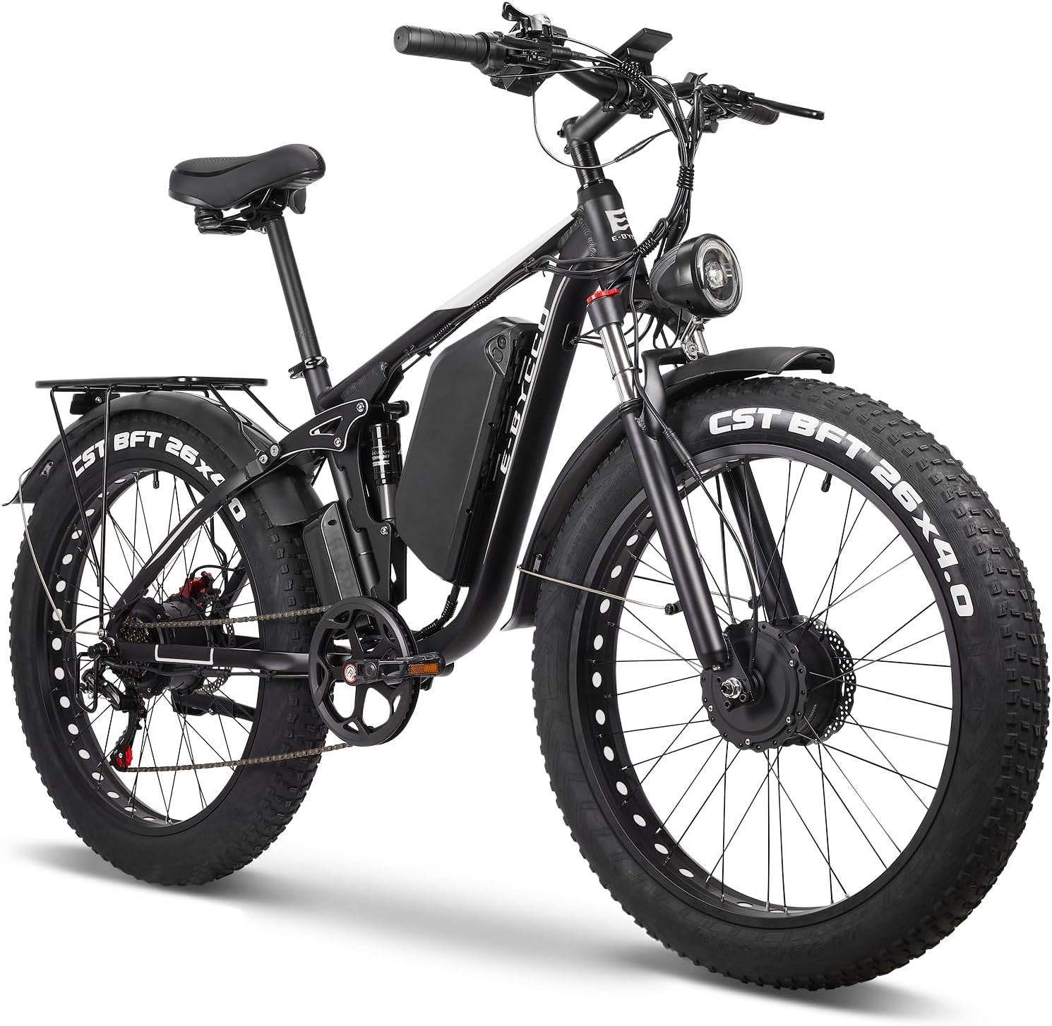 6000W Peak Electric Bike for Adults, 52V 32AH Dual Motor E-Bike, Up to 90Mile & 45 M P H All-Terrain Fat Tires Full Suspension 24/26 Inch Electric Bicycles Hydraulic Disc Brake for Road UL2849 by SGS