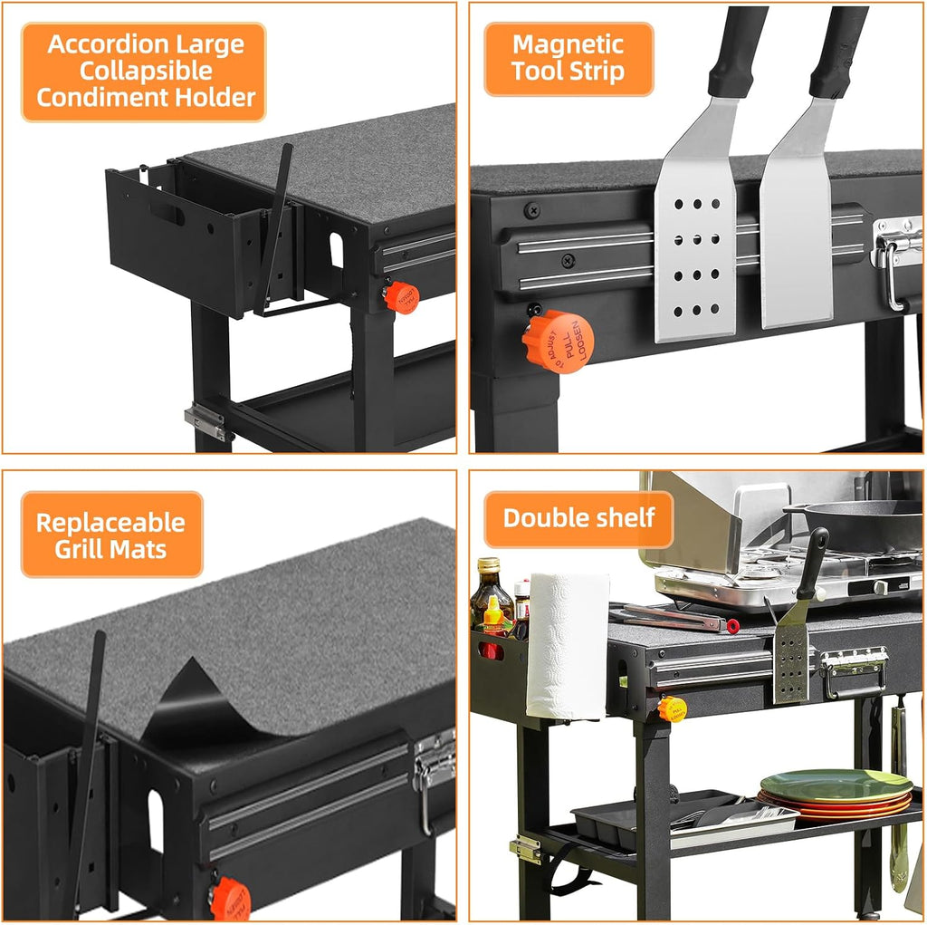 Blackstone Portable Grill Table - Movable Stand for 17 or 22 inch Griddle with Wheels