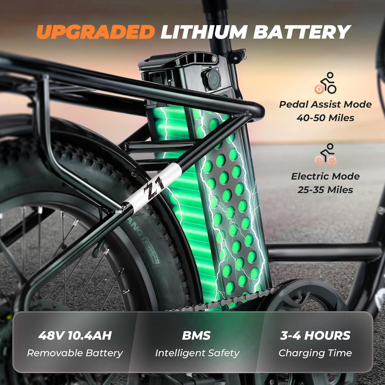 1000W Electric Bike for Adults, Fat Tire Ebikes 20' x 3.0 Electric Bicycle, 50-Mile Long Range, 48V Removable Battery Shock Absorber, 7-Speed Dual Disc Brakes Full Suspension Suitable for Commuting