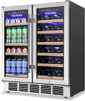 30 Inch Wine and Beverage Refrigerator, Dual Zone Wine Fridge with Quiet & Upgraded Cooling System, Large Capacity Beverage Cooler, Built-In or Freestanding, Holds 30 Bottles and 110 Cans