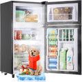 WANAI 3.5 Cu.Ft Mini Fridge With Freezer Freestanding Refrigerator with Freezer,7 Level Adjustable Thermostat Removable Shelves Small Refrigerator for Office Dorm Apartment Grey